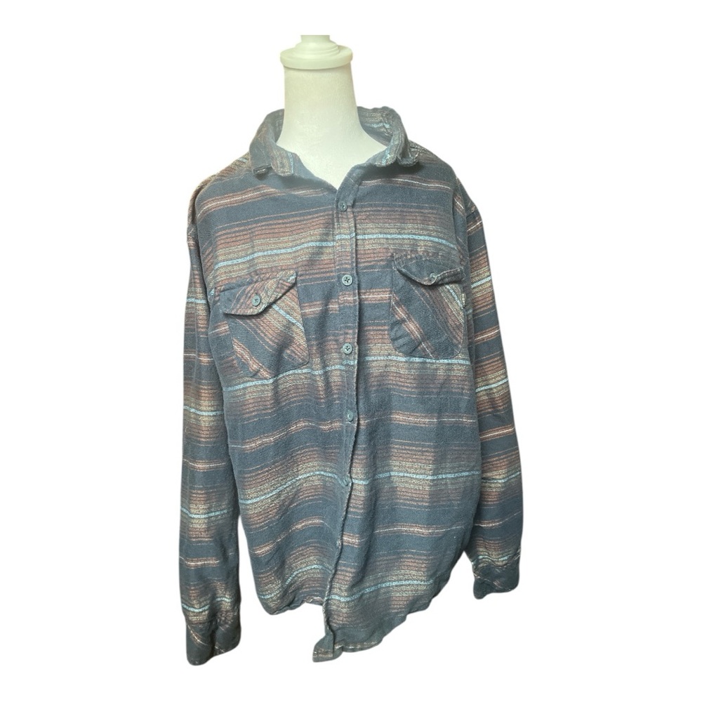 Men's AMBIG Striped Button-Up Long Sleeve Shirt Size XL